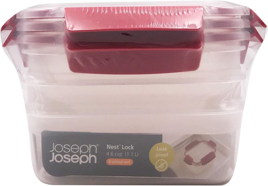 Пластиковые контейнеры для хранения 3 шт. Joseph Joseph Nest Lock Red 81101 81101 фото