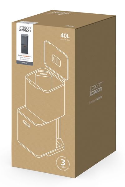 Мусорное ведро для кухни с крышкой 40 л. Joseph Joseph Totem Compact Graphite 30065 01000849 фото